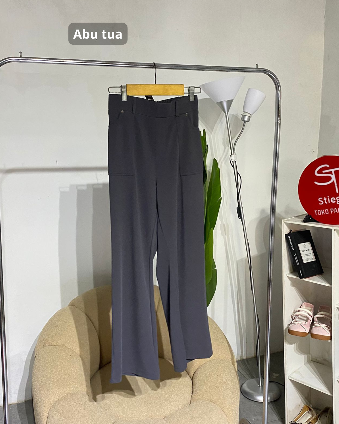 Celana wanita denim knit  pants