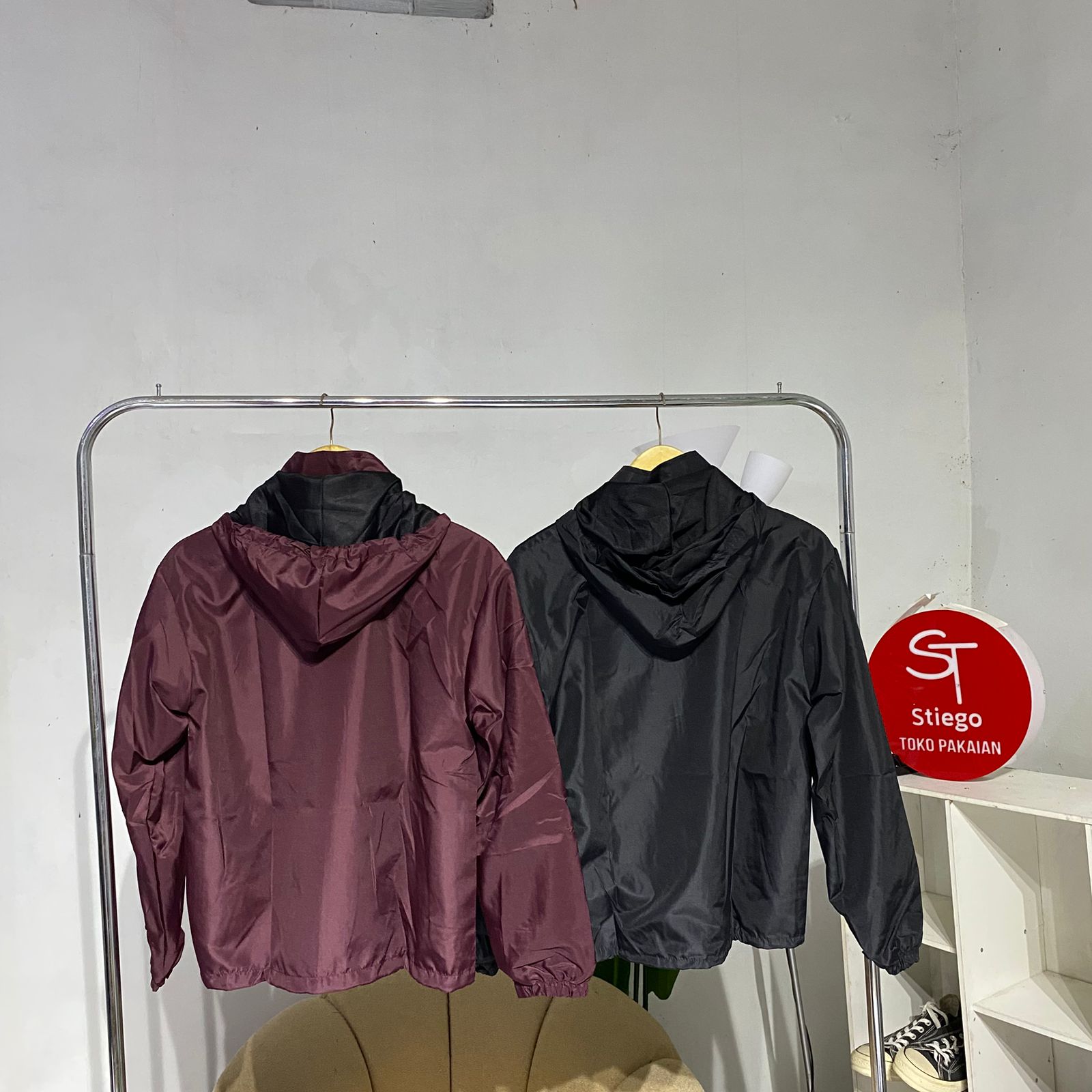Jaket pria parasut Casual Windbreker