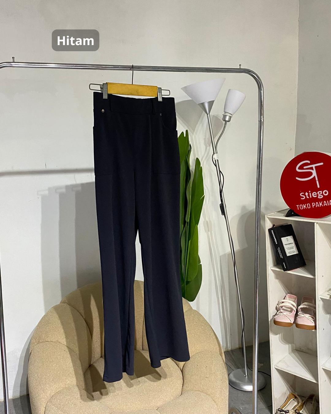 Celana wanita denim knit  pants