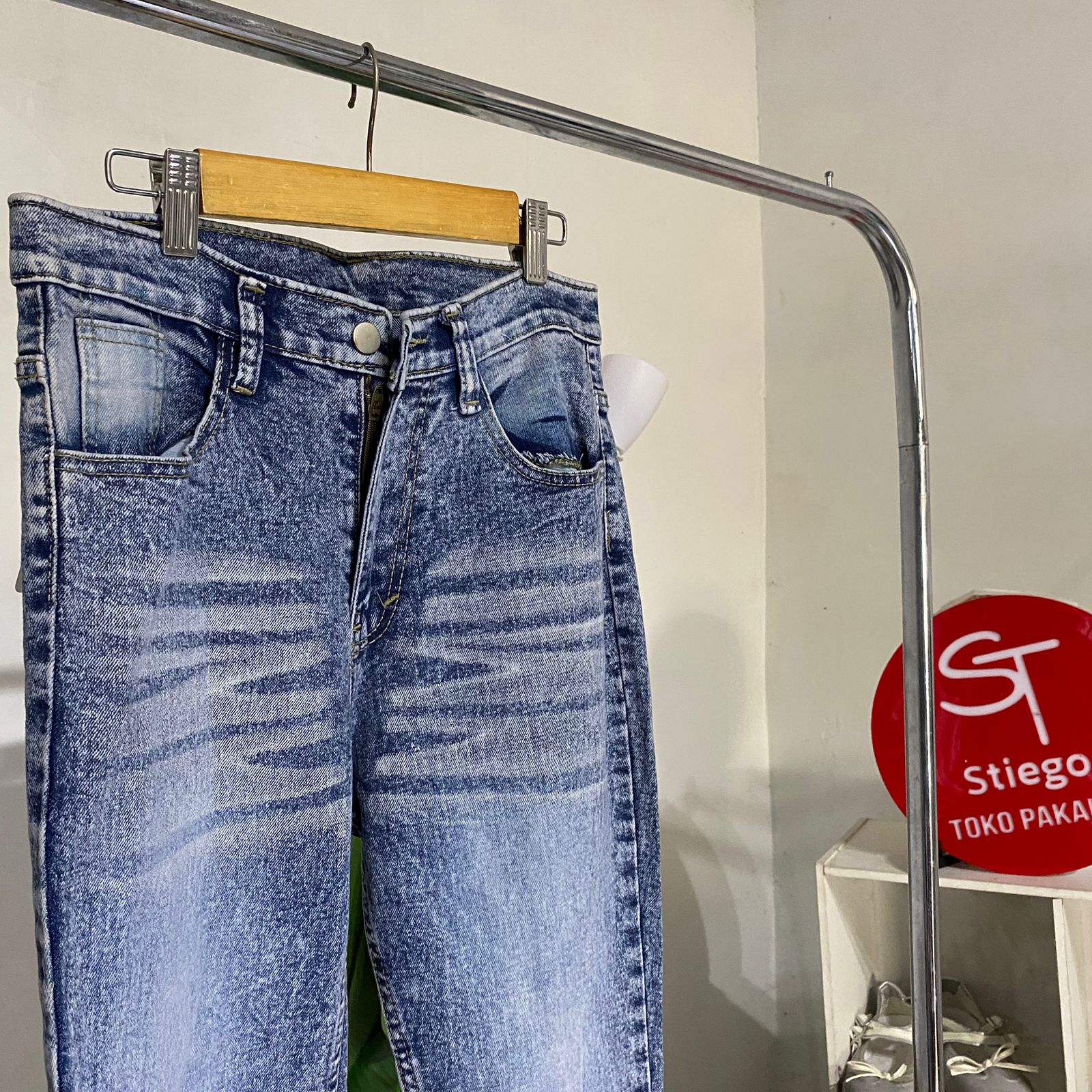 celana wanita jeans jenny cutbray work blue vintage