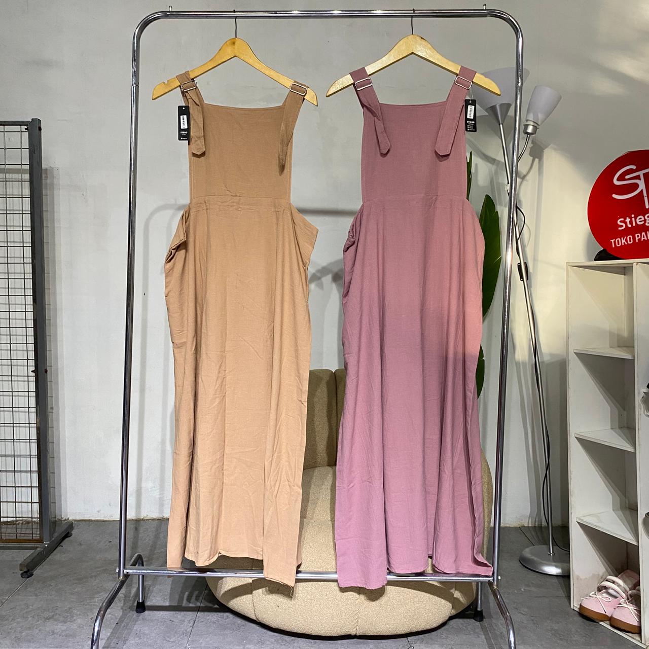Dres wanita jumpsuit overal linen angle 04