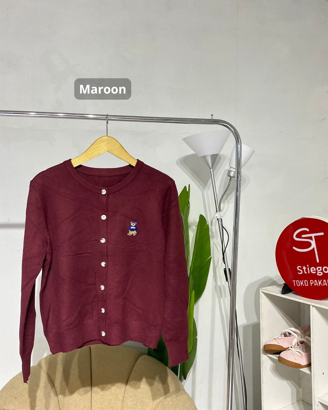 Atasan knit wanuta cardigan beruang