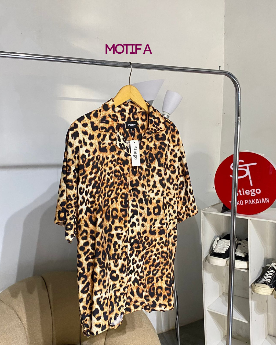 Kemeja Motif Pria Lengan Pendek vibes leopard