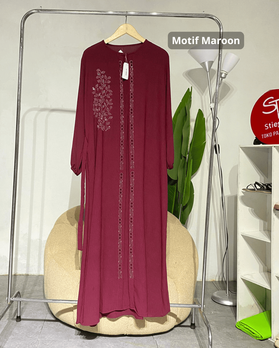 Gamis wanita Rompi bunga crinkle