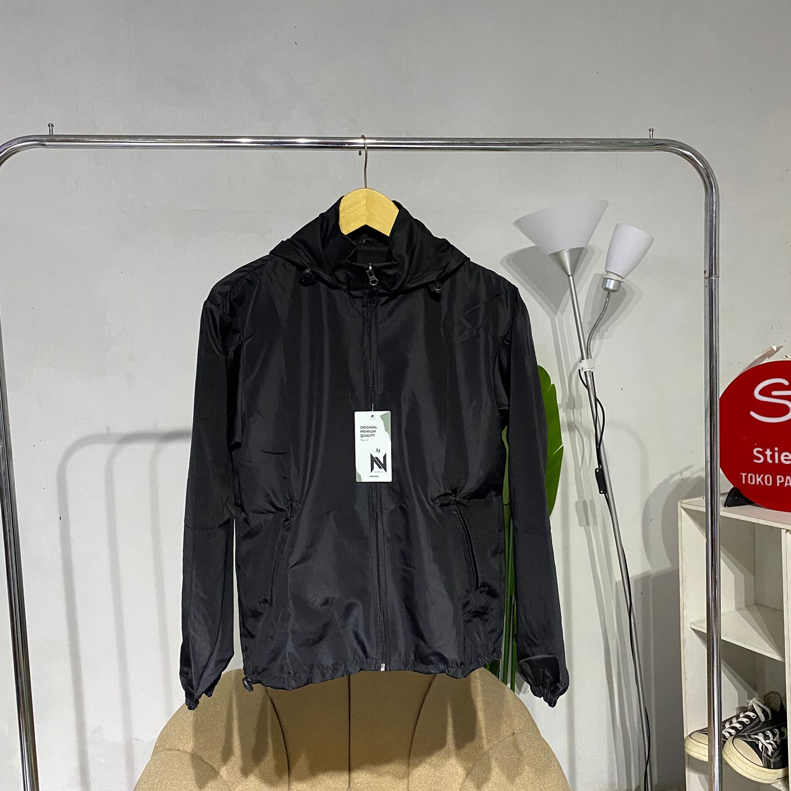 Jaket pria parasut Casual Windbreker