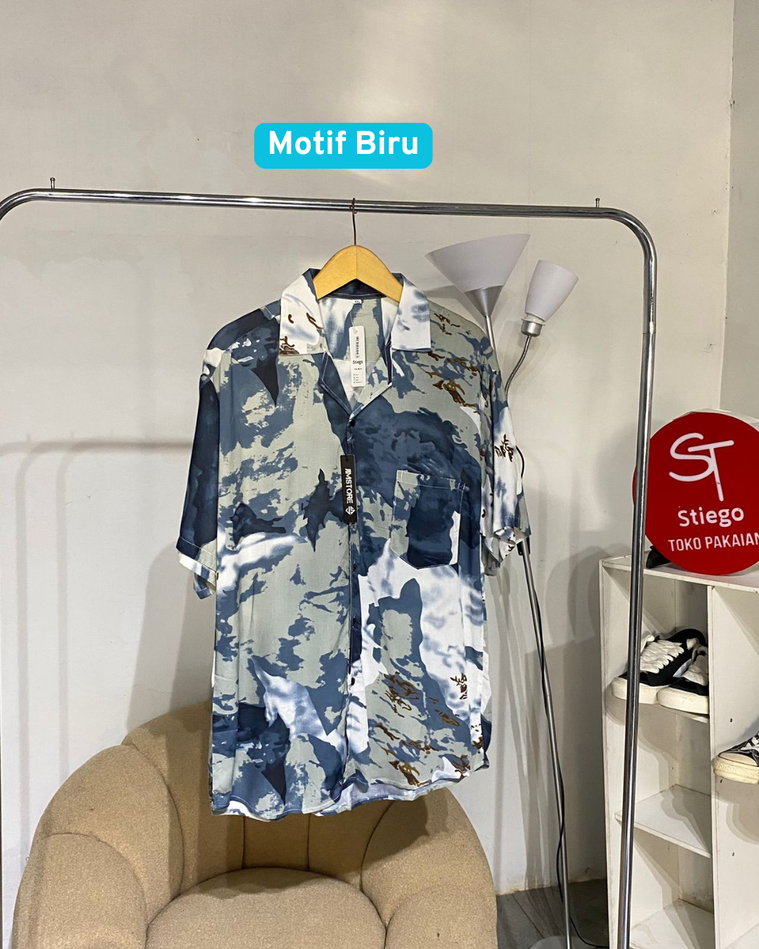 kemeja motif pria lengan pendek