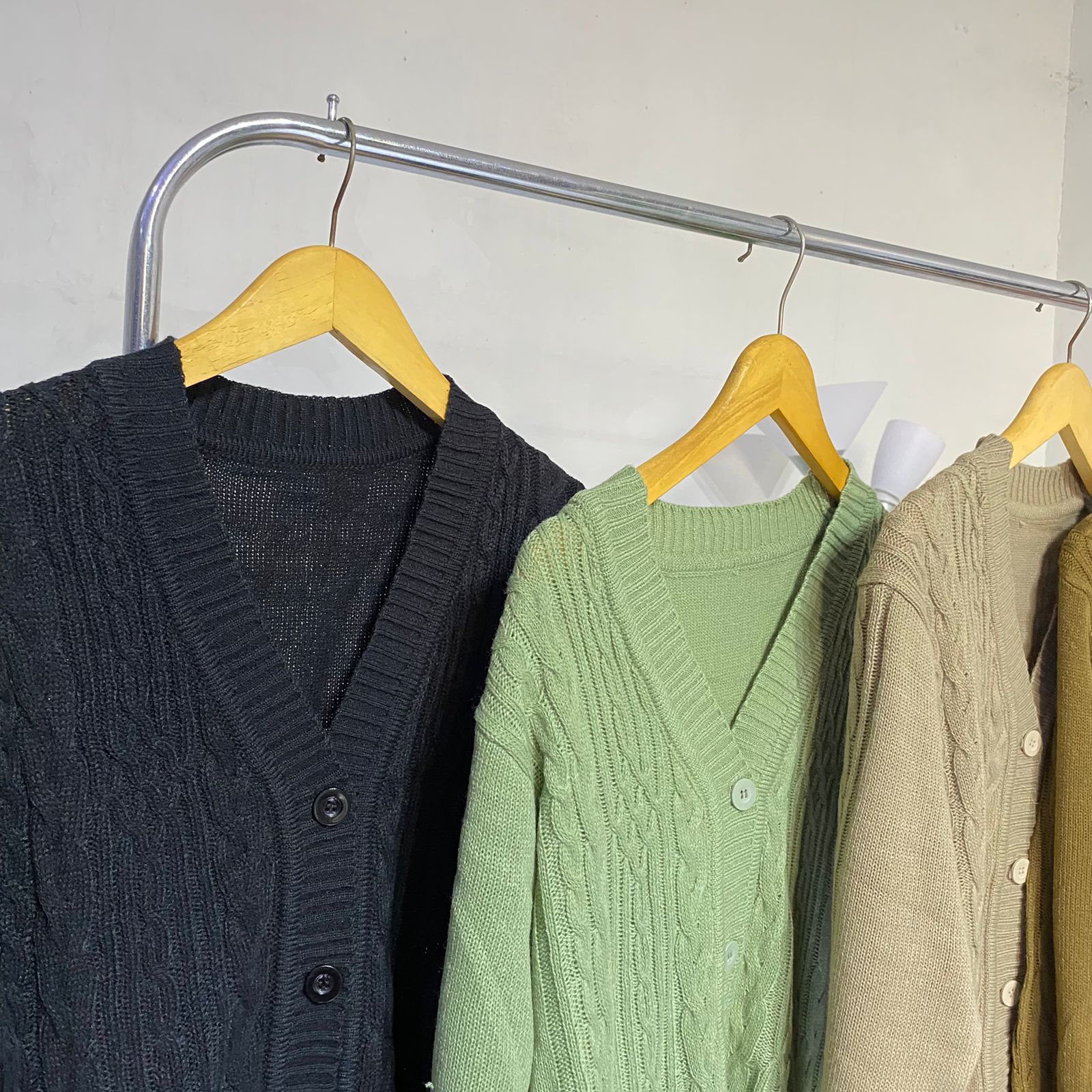 atasan wanita cardian knit rajut kepang loong
