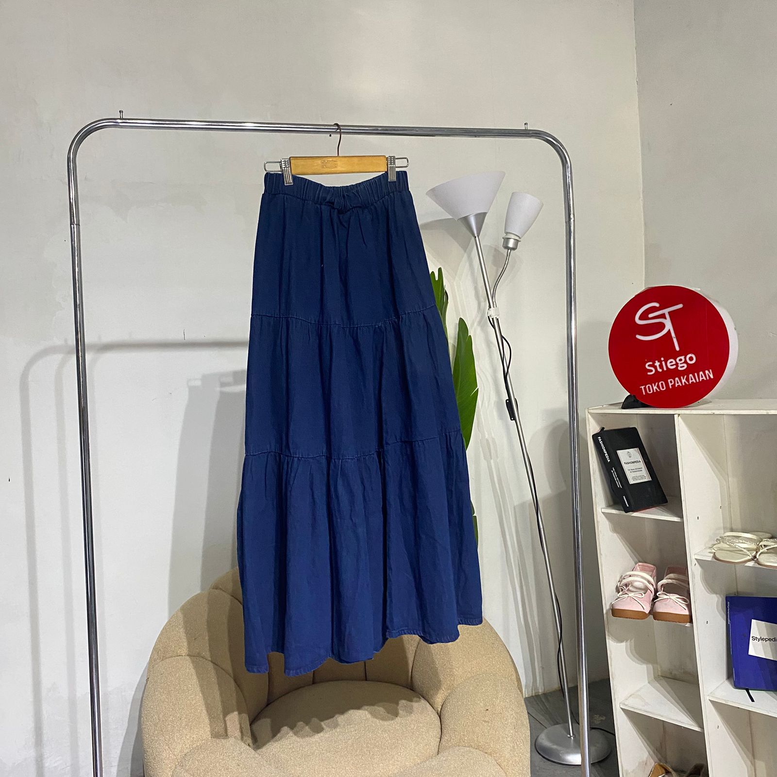 Rok jeans susun wanita denim