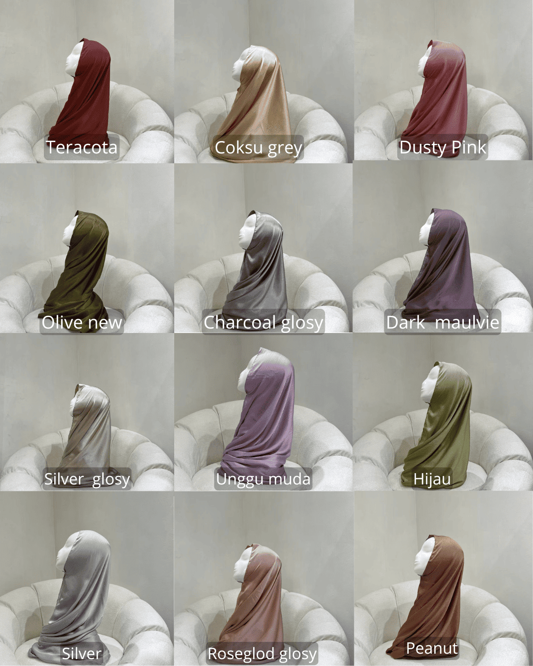 Hijab Pashmina Premium satin slik Malay
